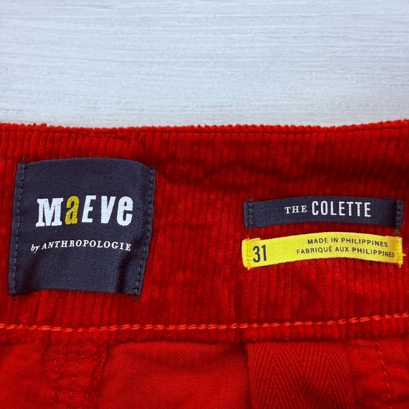 Anthropologie Maeve Colette Velvet Corduroy Wide Leg Pants 31 Red Full Length - Picture 10 of 16